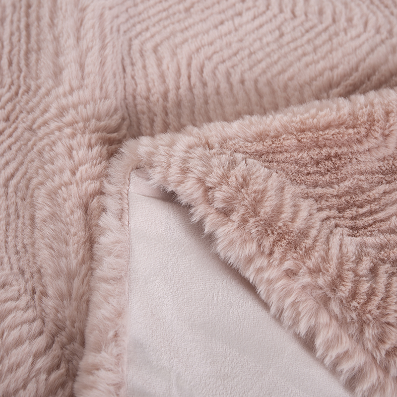 50 * 60 inch peach red tattered rabbit fur blanket