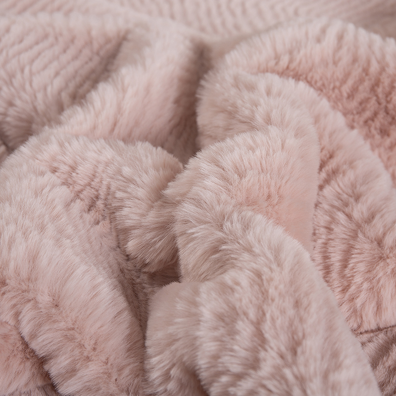 50 * 60 inch peach red tattered rabbit fur blanket