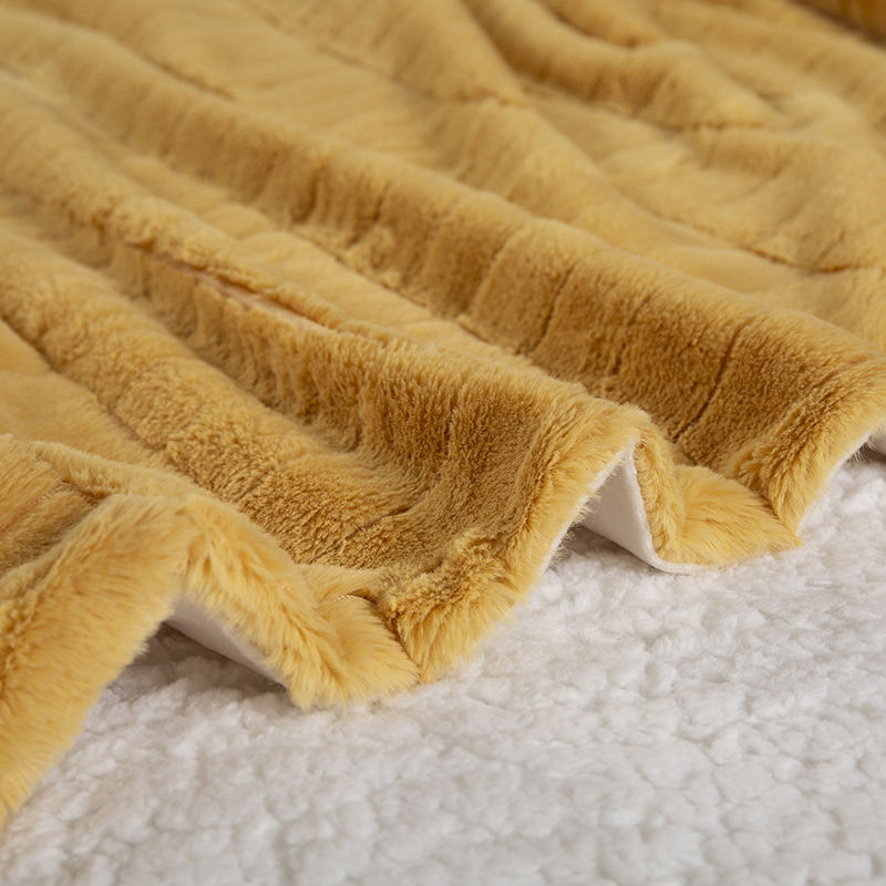 50 * 60 inch orange jacquard rabbit fur blanket