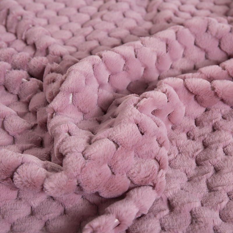 50 * 60 inch peach jacquard rabbit fur blanket