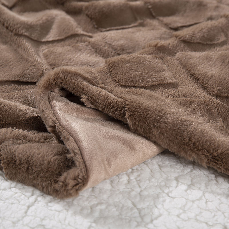 50 * 60 inch embossed jacquard rabbit hair blanket