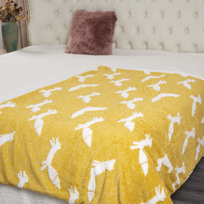 50 * 60 inch fox home jacquard lamb plush blanket