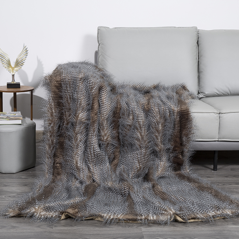 50 * 60 inch thick home jacquard printed faux fur blanket