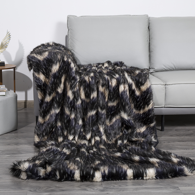 50 * 60 inch thick home jacquard printed faux fur blanket