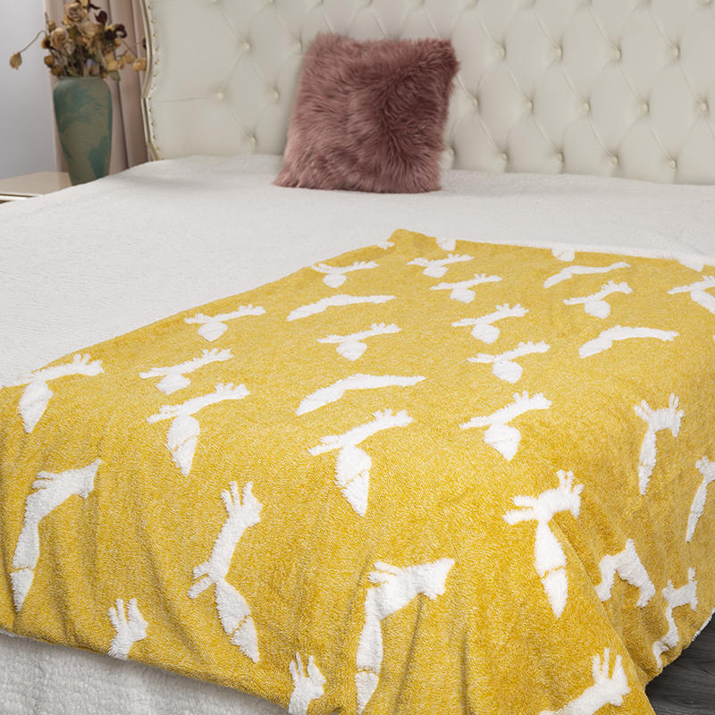 50 * 60 inch fox home jacquard lamb plush blanket